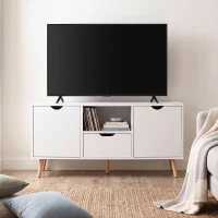 HOMCOM Meuble TV Banc TV Buffet bas Meuble de rangement sur pied avec 2 placards en Bois pour Chambre Salon(m-2)