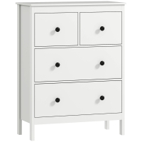 HOMCOM Dressoir met 4 Lades, voor Kleding & Beddengoed, Woonkamer, Slaapkamer, Gang, Spaanplaat, Wit