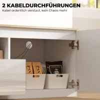 HOMCOM TV-Lowboard, Hochglanz, für Fernseher bis 65'', 3 Fächer, Schublade, 160 x 38 x 43 cm, Naturholz(m-6)