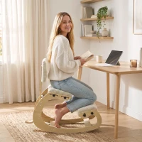 HOMCOM Silla de Rodillas Ergonómica con Respaldo Apoyo para Rodillas y Tapizado de Pana Crema(m-10)