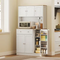 HOMCOM 173 cm Tall Kitchen Cupboard with Charging Station, Pantry Storage Cabinet with Adjustable Shelves and 5 Door Racks(m-14)