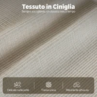 HOMCOM Poltrona Massaggiante Reclinabile Manuale 135° Riscaldante, Poggiatesta Regolabile 3 Livelli, Ciniglia, Crema(m-7)