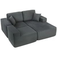 HOMCOM Modulaire Hoekbank, L-vormige Bank-Bed met Diepe Zitting, Brede Armleuningen, 2 Kussens, Donkergrijs(m-10)
