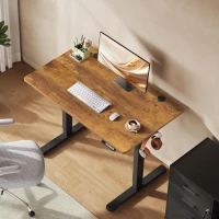 Bureau assis-debout électrique, moteur silencieux, 3 positions mémoire, système anti‑collision, 100×60 cm, 72–118 cm, 100x60x72-118 cm, marron(m-1)