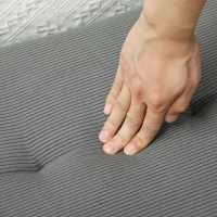 HOMCOM Gestoffeerde Bank met Ribstof, Bedbank met Metalen Poten, Schoenenbank 100 x 36 x 45 cm Grijs(m-9)