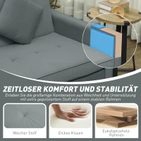 HOMCOM Slaapbank, verstelbare 3-zitsbank met bedfunctie, slaapbank met uitschuifbaar bed, kussens, grijs(m-8)