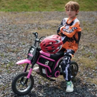 HOMCOM Kinderelektrische Motor, 24V Motorfiets met Claxon en Verlichting, Draaigashefboom, 8-16 km/u, 8-12 Jaar, Roze(m-2)