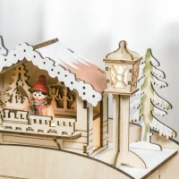 HOMCOM Adventskalender met 24 schuiflades om te vullen vakken kerstkalender met LED-verlichting sledevormige adventskalenderbox kerstdecoratie doe-het-zelf MDF-blad natuurlijk hout 45 x 10 x 31 cm(m-9)