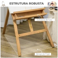 Vinsetto Cavalete de Pintura Dobrável em Madeira, 235 cm, Altura e Ângulo Ajustáveis, Prateleira Inferior, Natural(m-5)