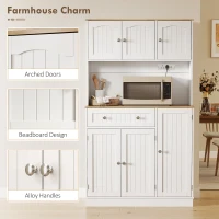 HOMCOM 173 cm Tall Kitchen Cupboard with Charging Station, Pantry Storage Cabinet with Adjustable Shelves and 5 Door Racks(m-7)