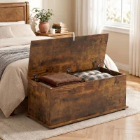 HOMCOM Storage Chest, Large 113L Blanket Box, Shoe Bench with Safety Hinged Lid, Storage Trunk, Bed End Bench for Bedroom, Hallway, Living room, Playroom, 100 x 40 x 40cm, Rustic Brown(m-2)