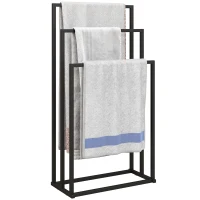 HOMCOM Handdoekhouder Staand Handdoekrek met 3 stangen, handdoekladder van staal 45 x 21,5 x 85 cm(m-11)