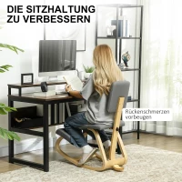 HOMCOM Ergonomische Kniestool, Kniehocker Gezondheidsstoel voor Thuis, Kantoor, Meditatie Grijs(m-4)