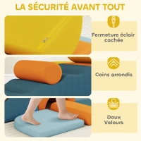 AIYAPLAY Parcours motricité bébé 9PCS, module motricité bébé en mousse avec housse amovible en revêtement velours, multicolore(m-6)
