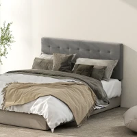 HOMCOM Hoofdeinde 3-traps hoogteverstelbaar met metalen poten fluweel-look voor slaapkamer 140x10x106/116/126 cm Grijs(m-8)