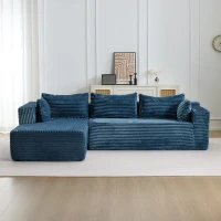 Canapé d'angle modulable en L avec méridienne, gain de place, design minimaliste, assise profonde, 279x179x83 cm, Bleu(m-1)