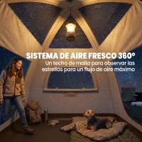 Outsunny Tienda de Campaña Inflable con Mosquitera Vestíbulo Bomba para 3–4 Personas UPF30+ Bolsa Montaje Rápido Impermeable(m-7)