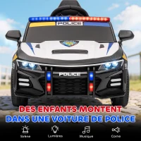 AIYAPLAY Voiture électrique de police enfant 12V, double moteur, télécommande, USB, MP3, musique & klaxon, multicolore(m-4)