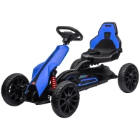 HOMCOM Kids Pedal Go Kart, with Adjustable Seat, EVA Wheels, Seat, Handbrake - Blue(m-11)