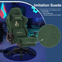 Sedia gaming con poggiapiedi, similpelle scamosciata traspirante, regolabile in altezza con pistone a gas, girevole, 70x70x135 cm, Verde(m-6)