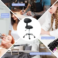 HOMCOM Rollhocker met hoogteverstelbare zitting 51-67 cm en rugleuning, voor massagestudio, tattoo, kliniek, spa, zwart(m-8)