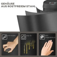 HOMCOM 30 Liter Sensor-prullenbak met Soft-Close-functie, contactloze afvalbak van roestvrij staal voor hygiënische keukens(m-6)