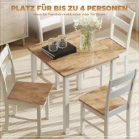 HOMCOM Eettafel van rubberhout, voor maximaal 4 personen, antislip pads, natuurlijk hout(m-4)