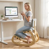 HOMCOM Silla de Rodillas Ergonómica con Respaldo Apoyo para Rodillas y Tapizado de Pana Gris(m-11)
