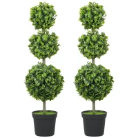 HOMCOM Kunstplanten in pot, kunststof bladeren, beflockte aarde, groen(m-1)