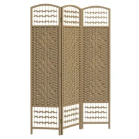 HOMCOM Biombo Separador de Ambientes de 3 Paneles Plegable de Cuerda de Papel 120x170cm Decoración para Dormitorio Natural(m-1)