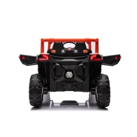 12V Veicolo elettrico per bambini, 2 posti, ammortizzazione anteriore/posteriore e funzione a dondolo, 111x70x63 cm, bianco+arancione chiaro(m-12)