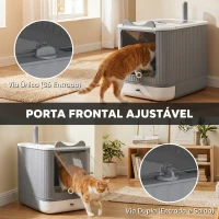 PawHut Caixa de Areia Coberta M para Gatos com Tampa, Saída Superior, Pá e Saquetas Desodorizantes, Fácil de Limpar, Branco(m-7)