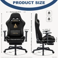 Sedia da gaming con poggiapiedi, in similpelle scamosciata traspirante, regolabile in altezza con pistone a gas, girevole, 70x70x135 cm, Nero(m-7)