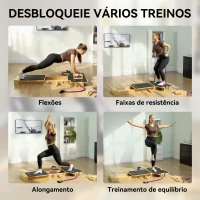 SPORTNOW Mini Reformer Pilates com Bandas de Resistência Pegas Roda Abdominal para Treino de Corpo Completo 165x80x10 cm Madeira(m-4)