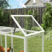 PawHut Gallinero de Madera Grande para 3-6 Gallinas con Techo Asfáltico Nido y Bandeja Extraíble 297,5x68x118 cm Blanco y Gris(m-9)