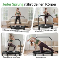 Trampolino Rebounder per Adulti, pieghevole, corrimano regolabile, appoggiapiedi antiscivolo, 102x102x106 cm, Nero(m-4)