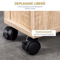kleankin Dulap Coloană de Baie, Turn de Depozitare Slim pe 4 Roți pentru Spații Înguste, Design Compact, Stejar(m-5)