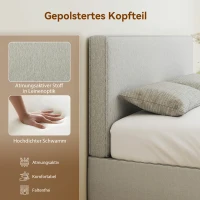 HOMCOM Wandgemonteerd hoofdbord, gevoerd 160 x 10 x 60 cm, stofbekleding, crèmewit(m-5)