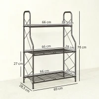 Outsunny Soporte para Plantas de 3 Niveles Estantería Metálica Resistente para Interior y Exterior 69x28,5x78 cm Negro(m-3)