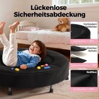 Trampoline pour enfants, tapis de saut No-Gap, poignée en mousse & pieds en caoutchouc antidérapants, 91x91x71 cm, Noir