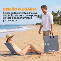 Outsunny Conjunto de 2 Esterillas con Respaldo Reclinable Reposacabezas y Bolsa de Transporte 134x48x33-43 cm Gris(m-7)