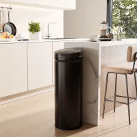 HOMCOM 50 Liter Sensor-vuilnisemmer met Soft-Close functie, contactloze roestvrijstalen vuilnisemmer voor hygiënische keukens(m-9)