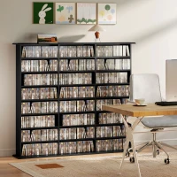 HOMCOM Mobile Porta CD a 8 Livelli con 18 Ripiani Regolabili, 1032 CD/594 DVD/Blu-ray Salvaspazio, con 24 Scomparti, 145x24x126.3 cm, Nero(m-8)