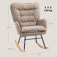 HOMCOM Schommelstoel met Brede Zit en Hoge Rugleuning, Frame van Beukenhout, tot 120 kg, Bruin(m-3)
