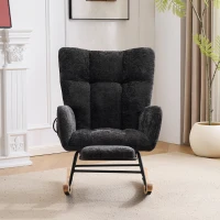 Fauteuil à bascule pour chambre d'enfant, coussin gonflable réglable, poche latérale intégrée & repose-pieds, 64x91x85 cm, Noir(m-4)