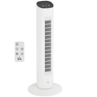 HOMCOM Zuilventilator 50W met Afstandsbediening stille 3 snelheden Timer en 85° Oscillatie 30 x 30 x 78 cm wit(m-11)