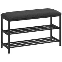 HOMCOM Schoenenbank met zitting, zitbank met opbergruimte, schoenenrek met 2 open vakken, zitbank 81 x 31 x 50 cm Zwart(m-1)