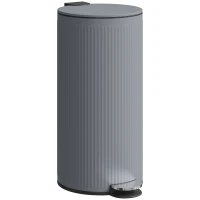 HOMCOM Prullenbak 30 L Tretemmer met softclose-deksel en pedaal, binnenemmer metaal, Zwart, 36 x 30 x 60,5 cm(m-11)