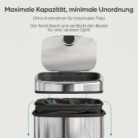 HOMCOM Sensor Mülleimer 68L Automatik Mülleimer mit Bewegungssensor, Wasserdichter Abfalleimer für Büro, Schlafzimmer, Küchen Edelstahl Silber(m-7)