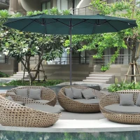 Outsunny parasol met zwengel tuinparasol dubbele marktparasol 460 x 270 cm donkergroen(m-2)